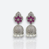 Elegant Rhodium Plated American Diamond Earrings JH6481