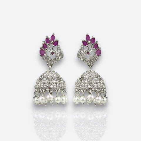 Elegant Rhodium Plated American Diamond Earrings JH6483
