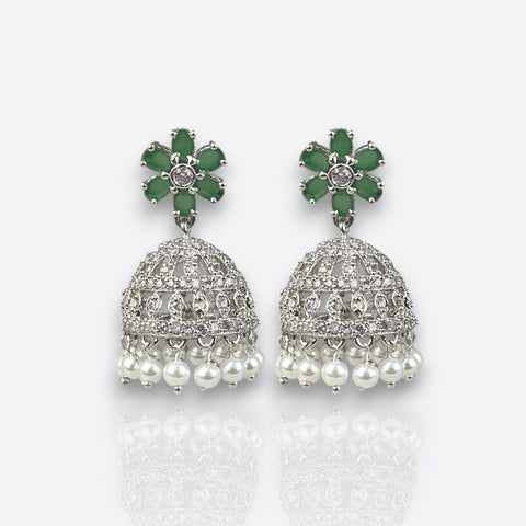 Elegant Rhodium Plated American Diamond Earrings JH6479