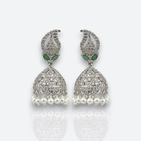 Beautiful Rhodium Plated American Diamond Earrings JH6477