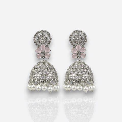 Elegant Rhodium Plated American Diamond Earrings JH6478