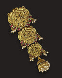 Exclusive Gold Plated Kemps Stone Pearls Traditional Jadai Billai JH5779