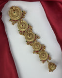 Elegant Gold Plated Kemps Stone Pearls Traditional Jadai Billai JH6357