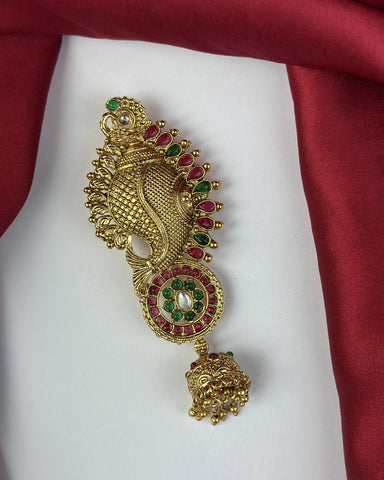 Exclusive Gold Plated Kemps Stone Pearls Traditional Jadai Billai JH5781