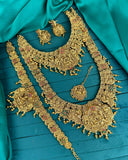 Beautiful Gold Plated Kemp Stone Temple Semi Bridal Jewellery JH7568