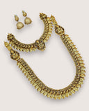 Traditional Antique Gold Temple Combo Set with Haram, Necklace & Jhumkas