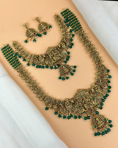 Exclusive Gold Finish Temple Bridal Combo Jewelry Set JH6255