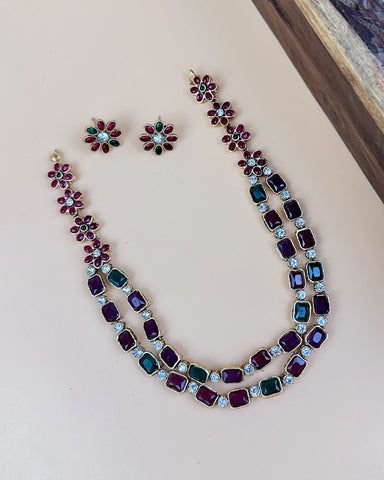 Beautiful Gold Plated Kemp Stones Designer Haram Set JH5901