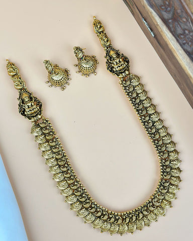 Beautiful Gold Plated Kemp Stones Temple Haram Set JH5800