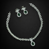 Jewelry set with necklace and earrings on a black background