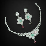 Jewelry set with necklace and earrings on a black background