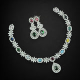 Jewelry set with necklace and earrings on a black background