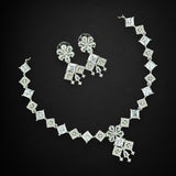 Jewelry set with necklace and earrings on a black background