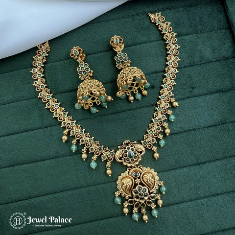 Opulent Layered Necklace with Kemp and AD Stones Premium Collection