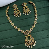 Premium Brass AD Stone Pearls Necklace Set JH7033