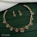 Premium Brass AD Stone Pearls Necklace Set JH7029