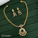 Premium Brass AD Stone Pearls Necklace Set JH7039