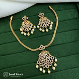 Premium Brass AD Stone Pearls Necklace Set JH7028