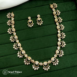 Premium Brass AD Stone Pearls Necklace Set JH7030