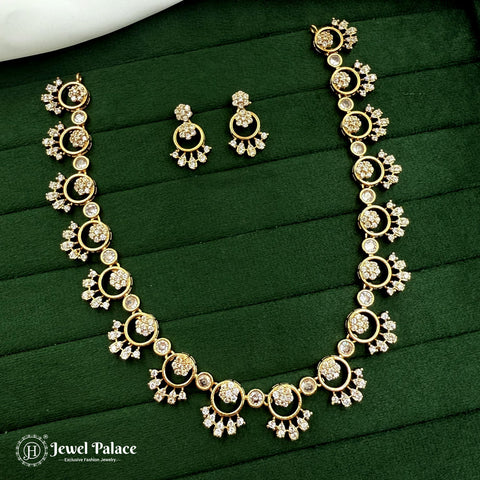 Premium Brass AD Stone Pearls Necklace Set JH7030