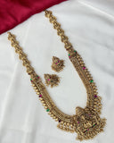 Beautiful Gold Finish Kemp Stone Temple Haram Set JH5852