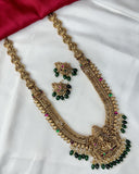 Beautiful Gold Finish Kemp Stone Temple Haram Set JH5852
