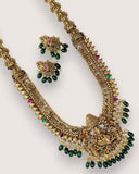 Beautiful Gold Finish Kemp Stone Temple Haram Set JH5852