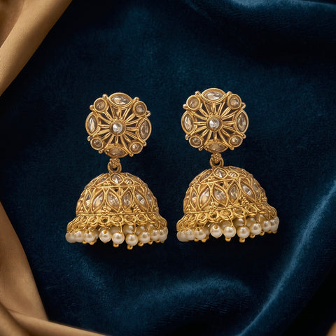 Elegant Gold Plated Kundan Earrings JH4625