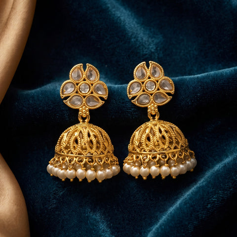 Elegant Gold Plated Kundan Earrings JH4629