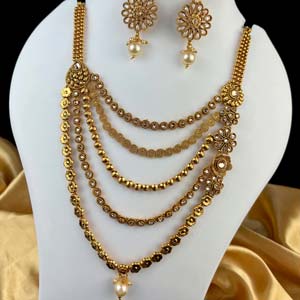 Latest Gold Plated Kundan Necklace With Jhumka Earrings JH1171