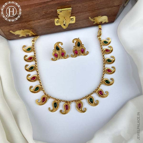 Traditional Matte Gold Plated Designer Necklace Set JH1329