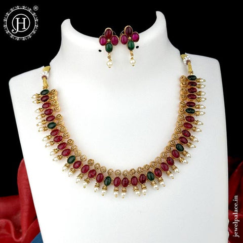 Beautiful Gold Plated With Kemp Stone Necklace JH1336