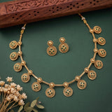 Traditional Matte Gold Plated Designer Necklace Set JH1358