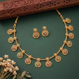 Traditional Matte Gold Plated Designer Necklace Set JH1358