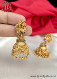 Latest Beautiful Gold Plated Kemp Stone Antique Earrings Jhumka JH1391