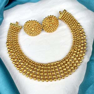 Elegant Gold Plated Designer Necklace With Earrings JH1408