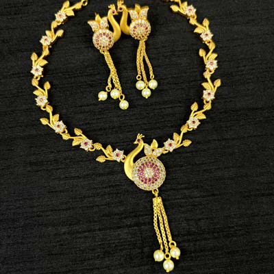 Bautiful Premium Quality AD Stone Necklace With Matching Earrings JH1509