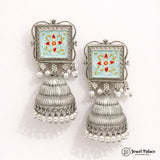 German Silver Oxidised Stylish Earrings  JH1523