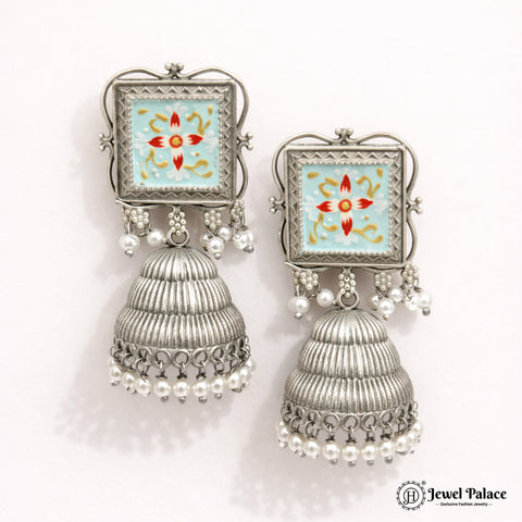 German Silver Oxidised Stylish Earrings  JH1523