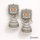 German Silver Oxidised Stylish Earrings  JH1527