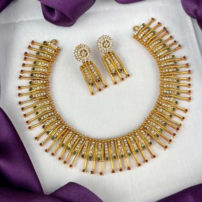 Trending Gold Plated Antique Necklace With Matching Earrings JH1553