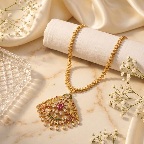 Micro Gold Plated Impon Attigai Necklace Jewellery  JH1645