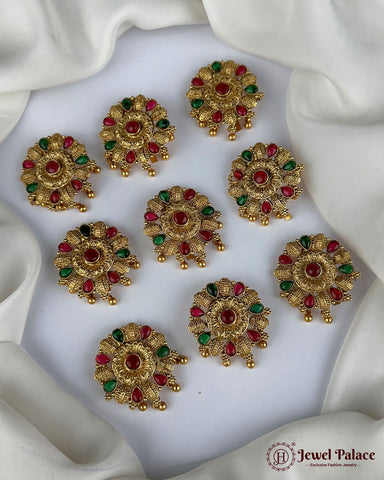 Traditional South Indian Jadai Billai Set of 9 Pcs Hair Pins JH1718