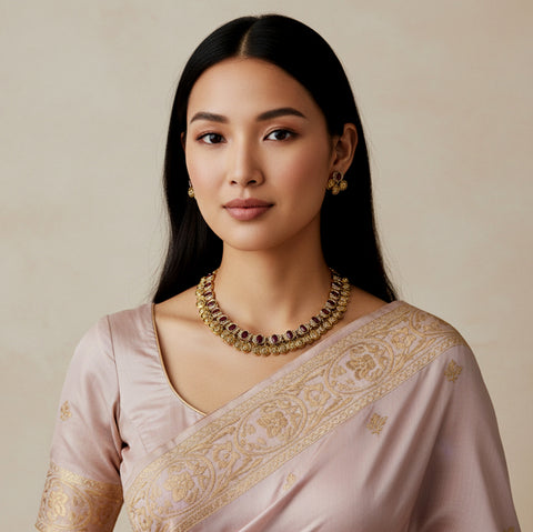 Latest Gold Plated Matte Finish Designer Necklace JH1731