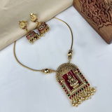 Elegant Gold Plated Laxmi Design Necklace With Earrings JH1744