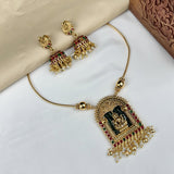 Elegant Gold Plated Laxmi Design Necklace With Earrings JH1744