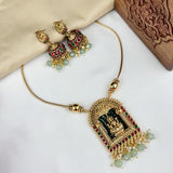 Elegant Gold Plated Laxmi Design Necklace With Earrings JH1744