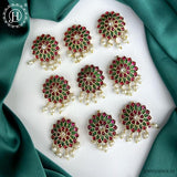 Jadai Billai for Women 9 Pcs Gold Plated Red Crystal Studded Beads Drop Choti JH1829