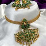 Beautiful Gold Plated Kemp Stone Necklace Earrings JH2155