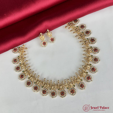Elegant Gold Plated Designer Necklace With Earrings JH2371